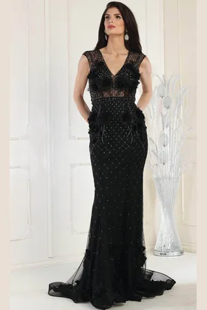 May Queen RQ7951 - Floral Embellished Evening Dress
