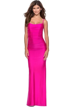 La Femme 28398 Ruched Scoop Modest Prom Sheath Dress