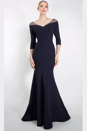 Janique 23105 - Beaded Illusion Accent Evening Gown