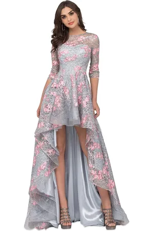 Cecilia Couture 1495 Floral Applique High Low A-line Dress