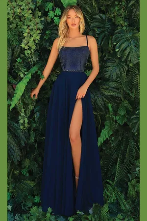 Clarisse 810123 Beaded Bodice Gown With Slit