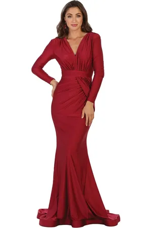 May Queen Ruched Deep V-neck Sheath Evening Dress MQ1530