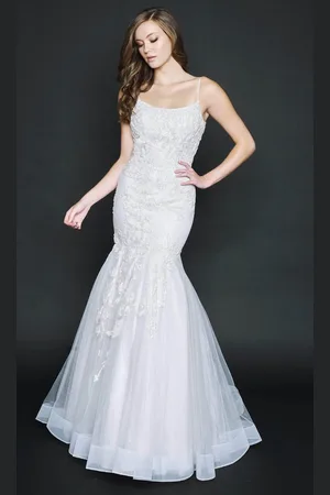 Nina Canacci 9120 Beaded Applique Mermaid Gown