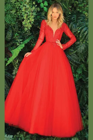Clarisse 810289 Long Sleeve Voluminous A-Line Gown