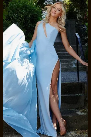 JOVANI 22791 - One Shoulder Long Cape Prom Gown