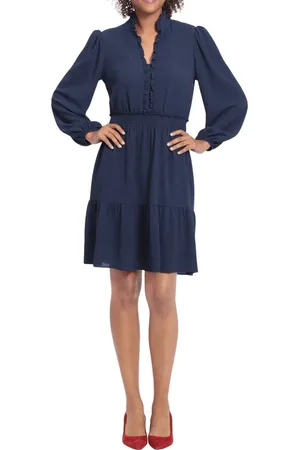 London Times T6539M - Bishop Sleeve Short Dress