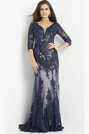 JOVANI 09531 - Laced V-Neck Evening Dress