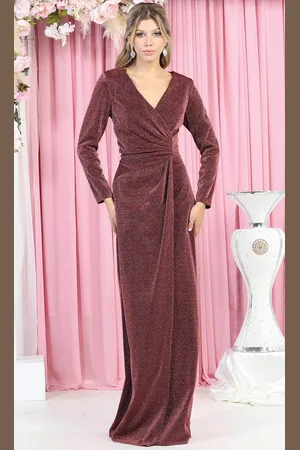 May Queen MQ1924 - Long Sleeve V Neck Evening Gown