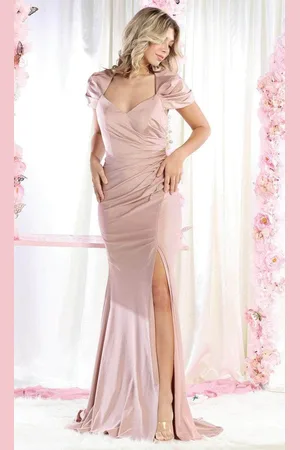 May Queen MQ1928B - Puff Sleeve Sweetheart Evening Dress