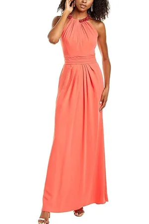 THEIA 8812255 - Beaded Halter Neck A-Line Long Dress