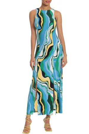 Donna Morgan DT037M - Sleeveless Print Dress with Slits