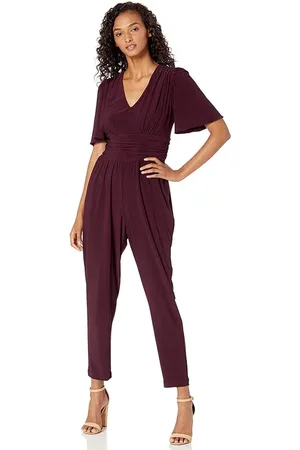 Taylor 1564M Short Sleeve Ruched Tapering Jumpsuit