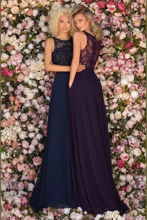 Clarisse 8025 Sleeveless Embroidered Bodice Chiffon A-Line Gown