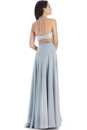 Clarisse 8051 Halter Neck Beaded A-line Dress