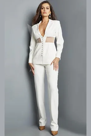 JOVANI 22818 - Two Piece Long Sleeve Blazer Jumpsuit