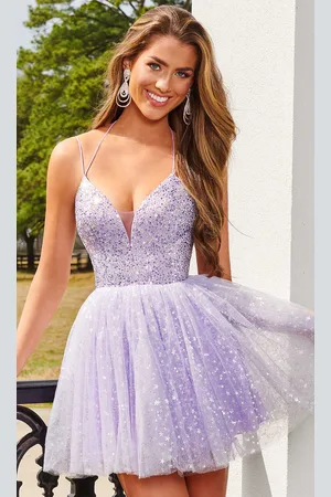 Rachel Allan 40179 - Dual Strap Glitter A-Line Cocktail Dress