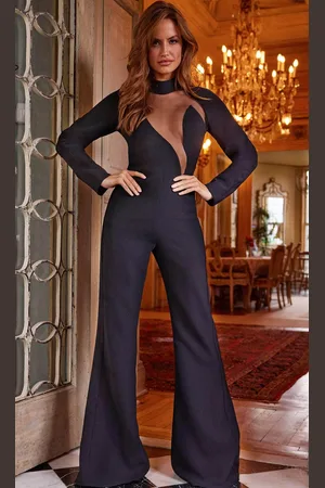 JOVANI 24297 - Illusion Cutout Bodice Jumpsuit