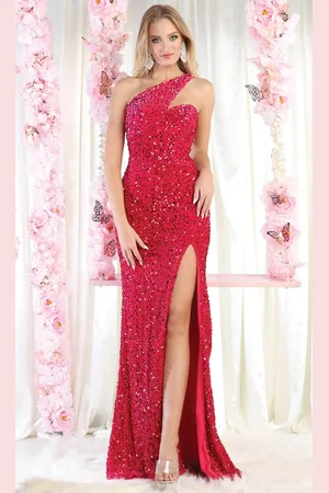 May Queen RQ7978 - Asymmetric Keyhole Evening Dress