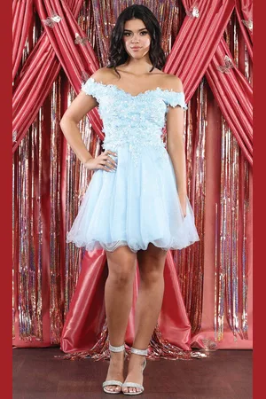 May Queen MQ1966 - Off Shoulder A-Line Cocktail Dress
