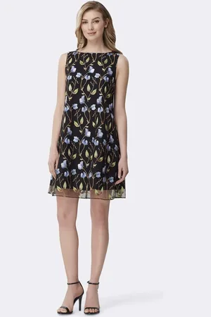 Tahari ASL TLMU9WD703 Embroidered Bateau A-line Cocktail Dress