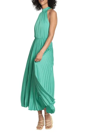 MAGGY G5328M - Halter Pleated A-line Dress