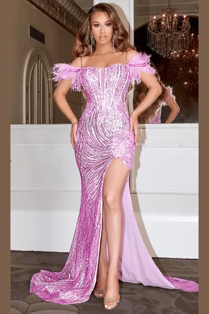Portia and Scarlett PS22523 - Feather Ornate Prom Dress