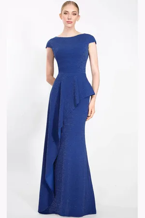 Janique 2301 - Peplum Short Sleeve Evening Gown
