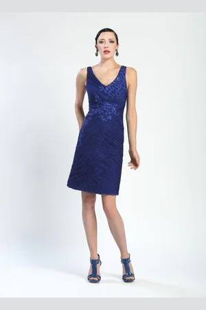 Sue Wong Sleeveless V-Neck Ruched Chiffon Dress N4318