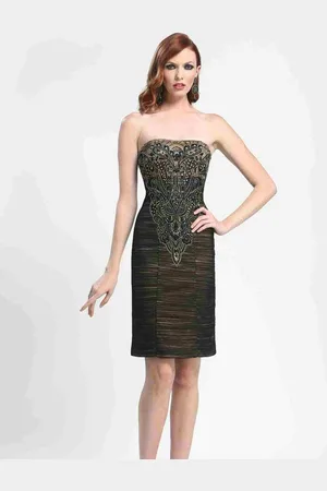 Sue Wong N4143 Strapless Ruched Mesh Cocktail Dress