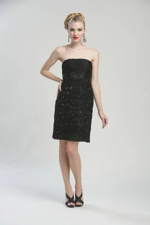 Sue Wong N3204 Strapless Rosette Empire Sheath Dress