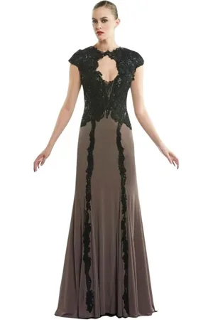 Sue Wong Sequined Jewel Neck Jersey Dress N5430