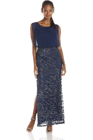 Aidan Mattox Sequined Bateau Neck Mesh Dress 151A10470