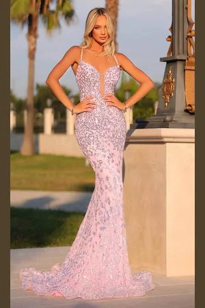 Clarisse 811112 - Sequined Plunging Sweetheart Prom Dress