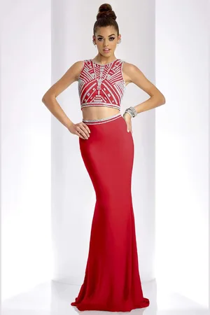 Clarisse 3438 Two-Piece Crystal Ornate Sheath Gown