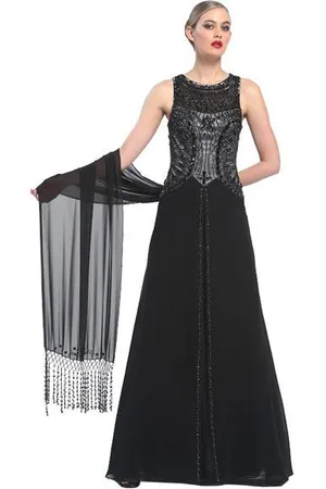 Sue Wong Bejeweled Bateau Neck A-line Dress N5338