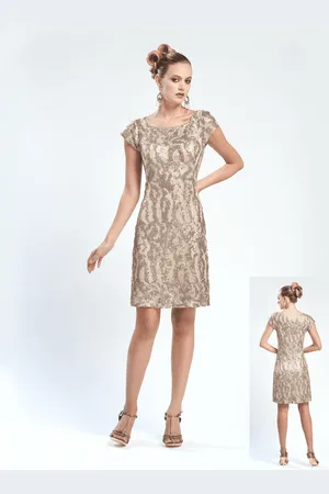 Sue Wong Sequined Square Neck Sheath Dress N4442