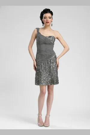 Sue Wong N3330 One Shoulder Sequined Sheath Dress