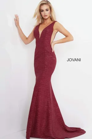 JOVANI 45811 V-Neckline Prom Dress With Nude Cut-Outs