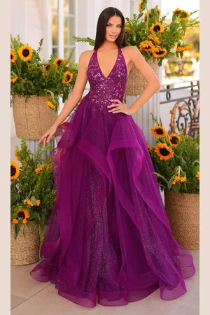 Clarisse 811281 - Sequined Halter Ballgown
