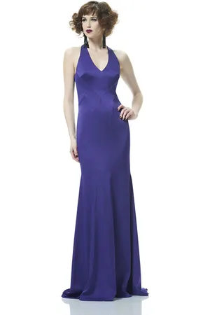 THEIA 883046 Satin Crepe Trumpet Gown