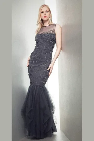 Mignon Illusion Ornate Mesh Trumpet Gown VM1364