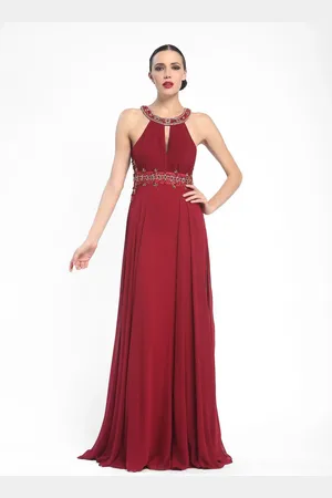 Sue Wong Beaded Halter Neck Chiffon A-Line Dress N5330