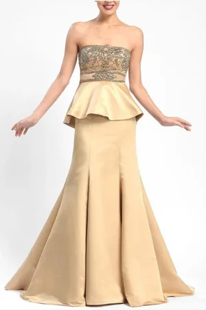 Sue Wong Ornate Peplum Satin Gown W5206