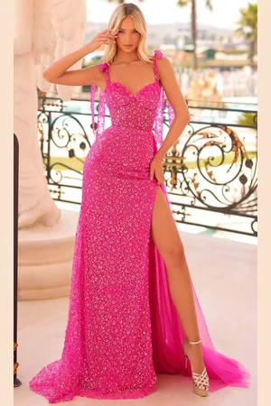 Clarisse 811110 - Sequined Sweetheart Prom Dress with Detachable Train