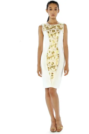 THEIA 882391 Gilded Embroidered Sheath Cocktail Dress
