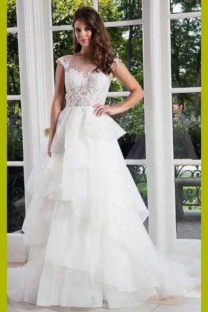 Rachel Allan Bridal M603 Tiered Ruffles Floral Lace Applique Gown