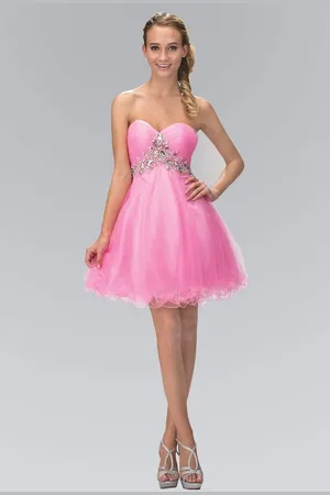 Elizabeth K GS1139 Jeweled Ruched Sweetheart Tulle A-line Dress