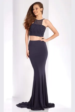 Clarisse Prom - 3559 Two Piece Halter Mesh Evening Dress