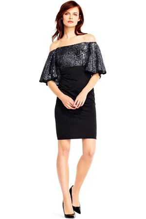 Aidan Mattox MD1E201467 Sequined Off-Shoulder Cocktail Dress