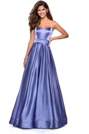 La Femme 27506 Strapless Sweetheart Metallic Empire Gown